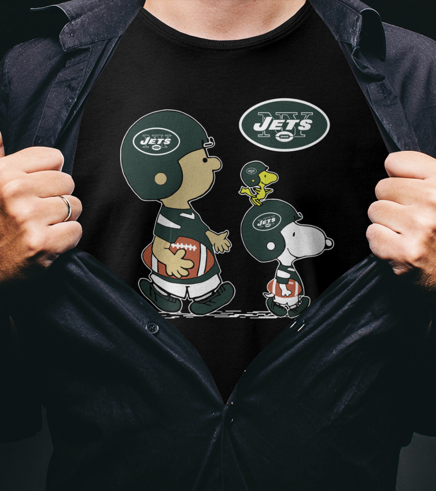 Jets Snoopy Woodstock Football Charlie Brown T-Shirt