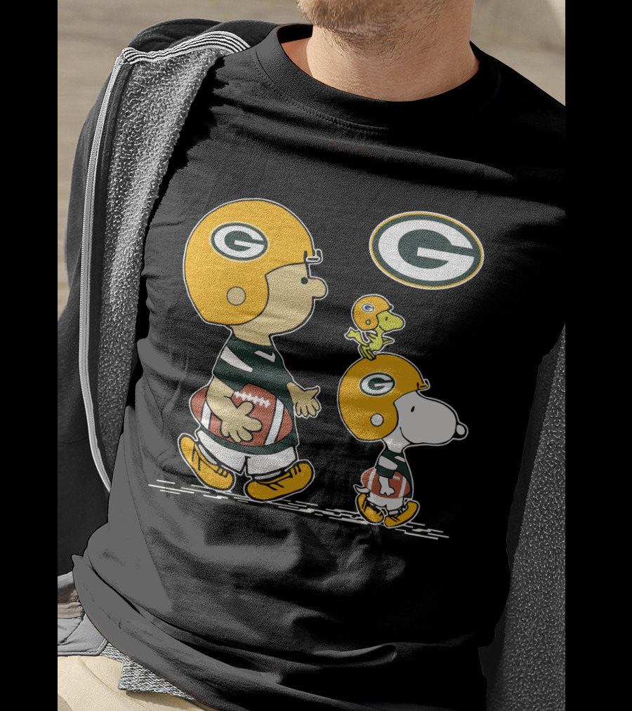 Packers Snoopy Charlie Brown Woodstock Football Helmets T-Shirt