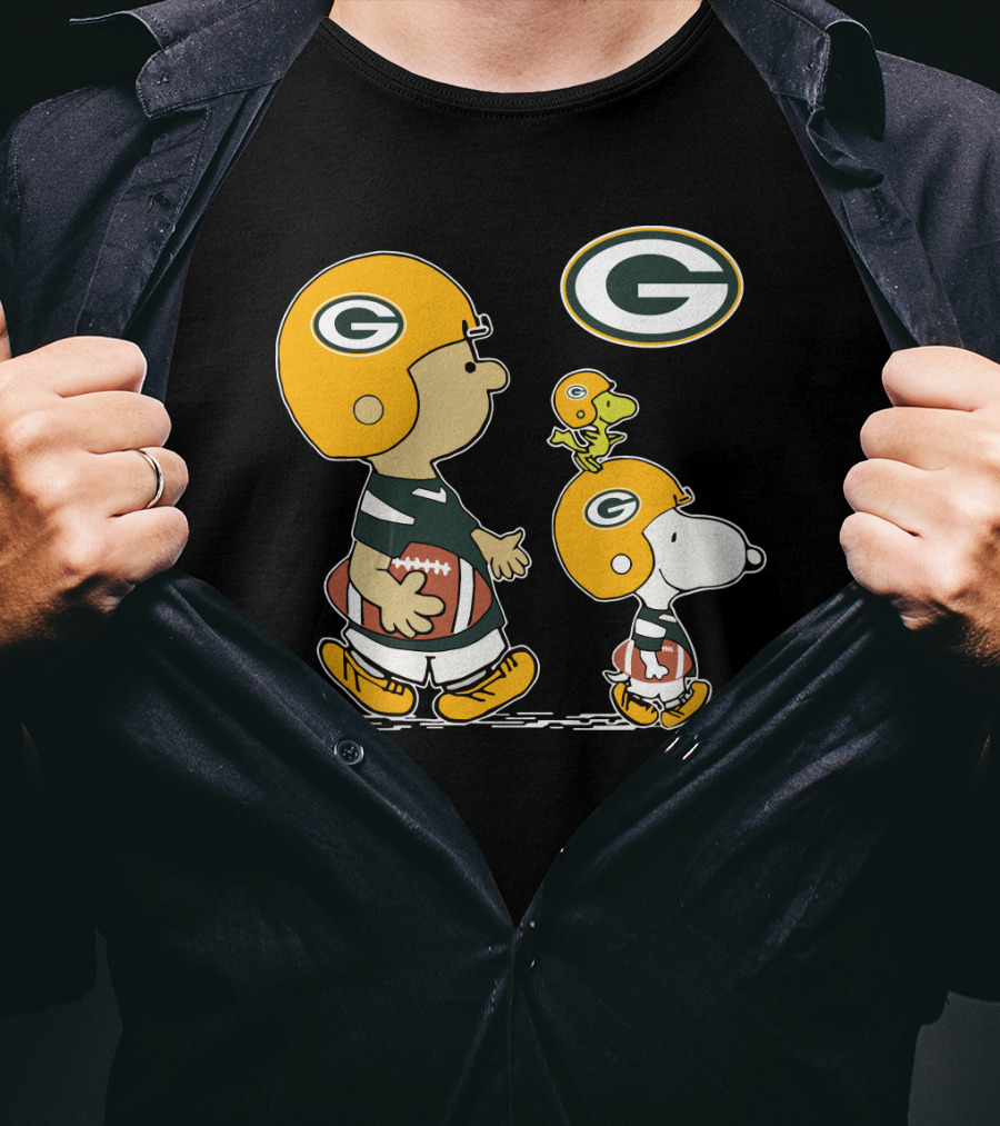 Packers Snoopy Charlie Brown Woodstock Football Helmets T-Shirt