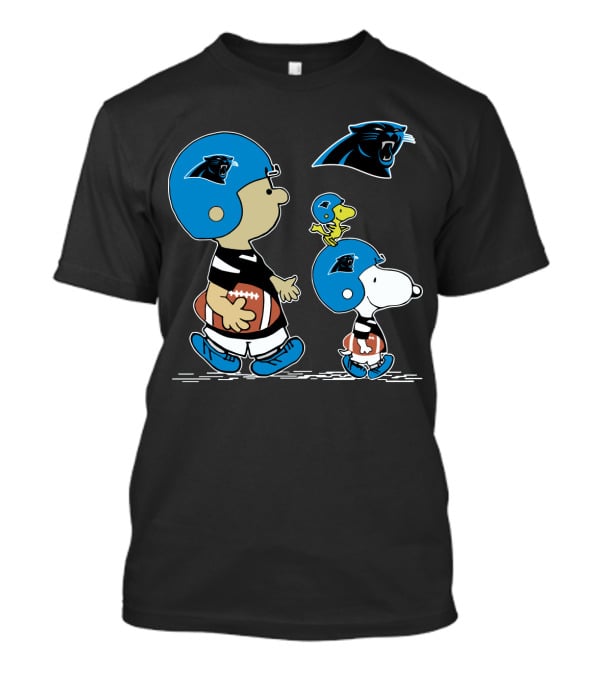 Panthers Snoopy Football Helmet Peanuts Cartoon Characters T-Shirt