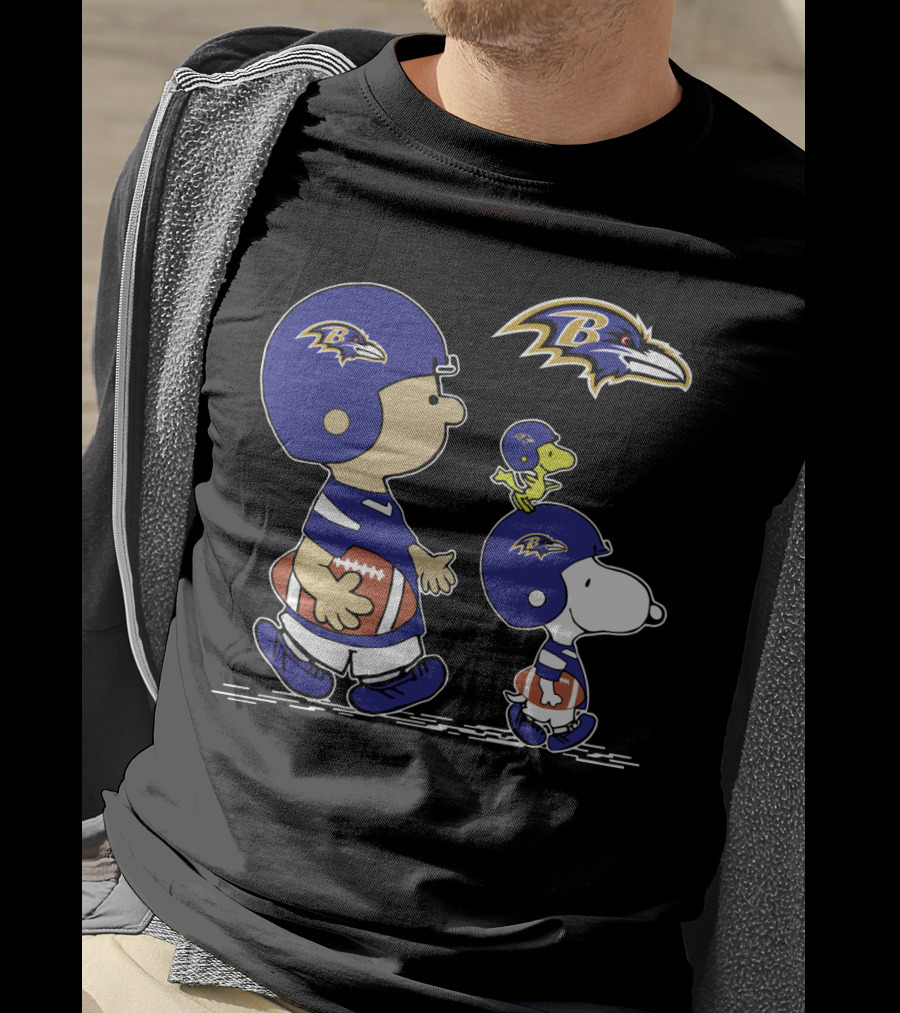 Baltimore Ravens Peanuts Snoopy Woodstock Football Team T-Shirt