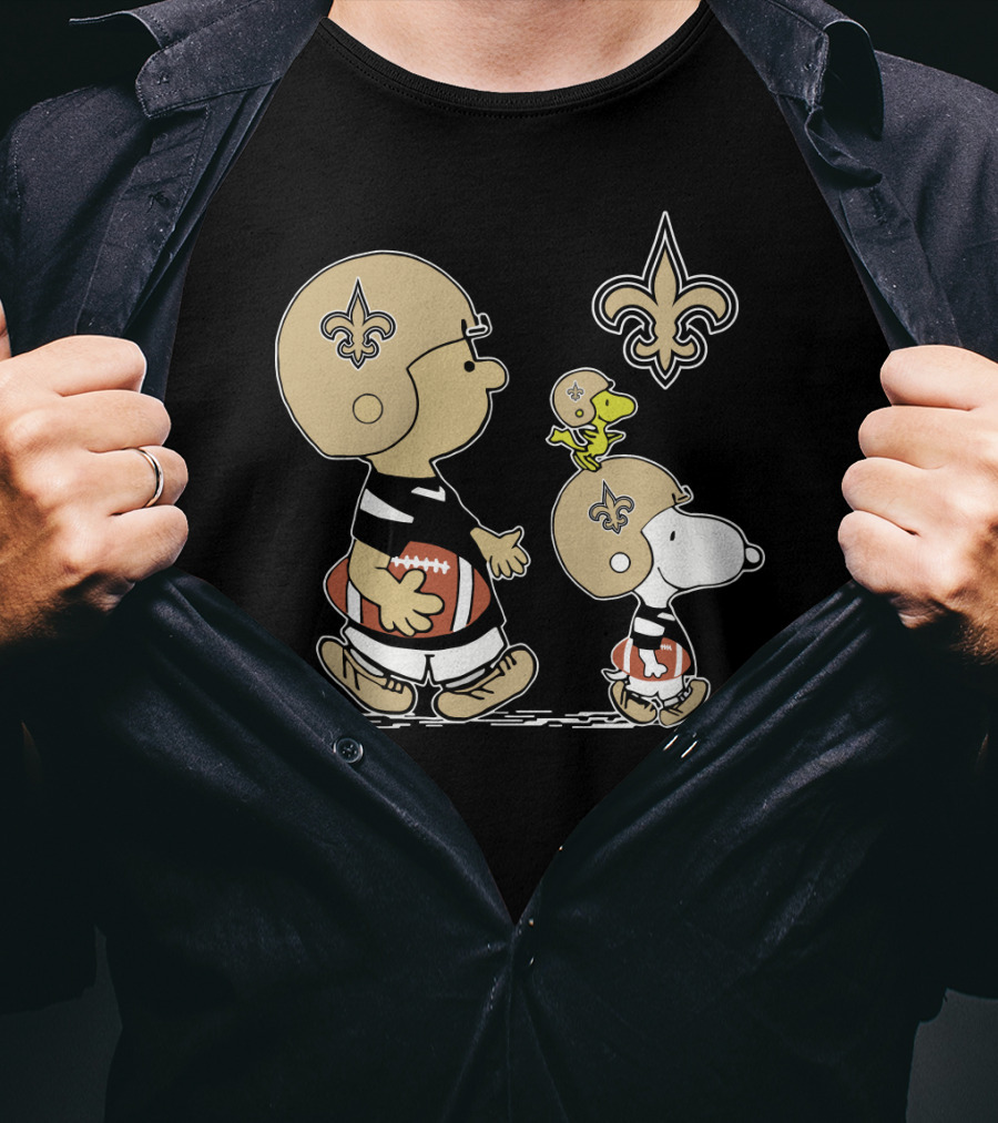 New Orleans Saints Snoopy Peanuts Football Characters Walking T-Shirt