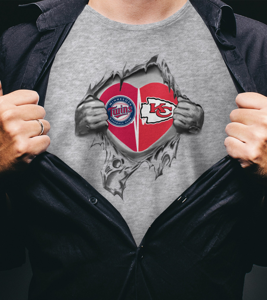 Minnesota Twins Kansas City Chiefs Heart T-Shirt