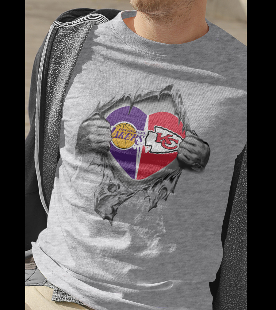 Los Angeles Lakers And Kansas City Chiefs Heart T-Shirt