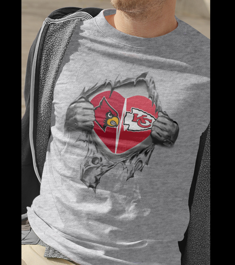 Chiefs Cardinals Heart Torn Reveal T-Shirt