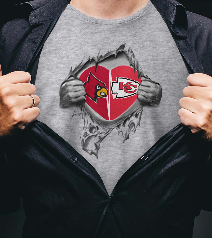 Chiefs Cardinals Heart Torn Reveal T-Shirt