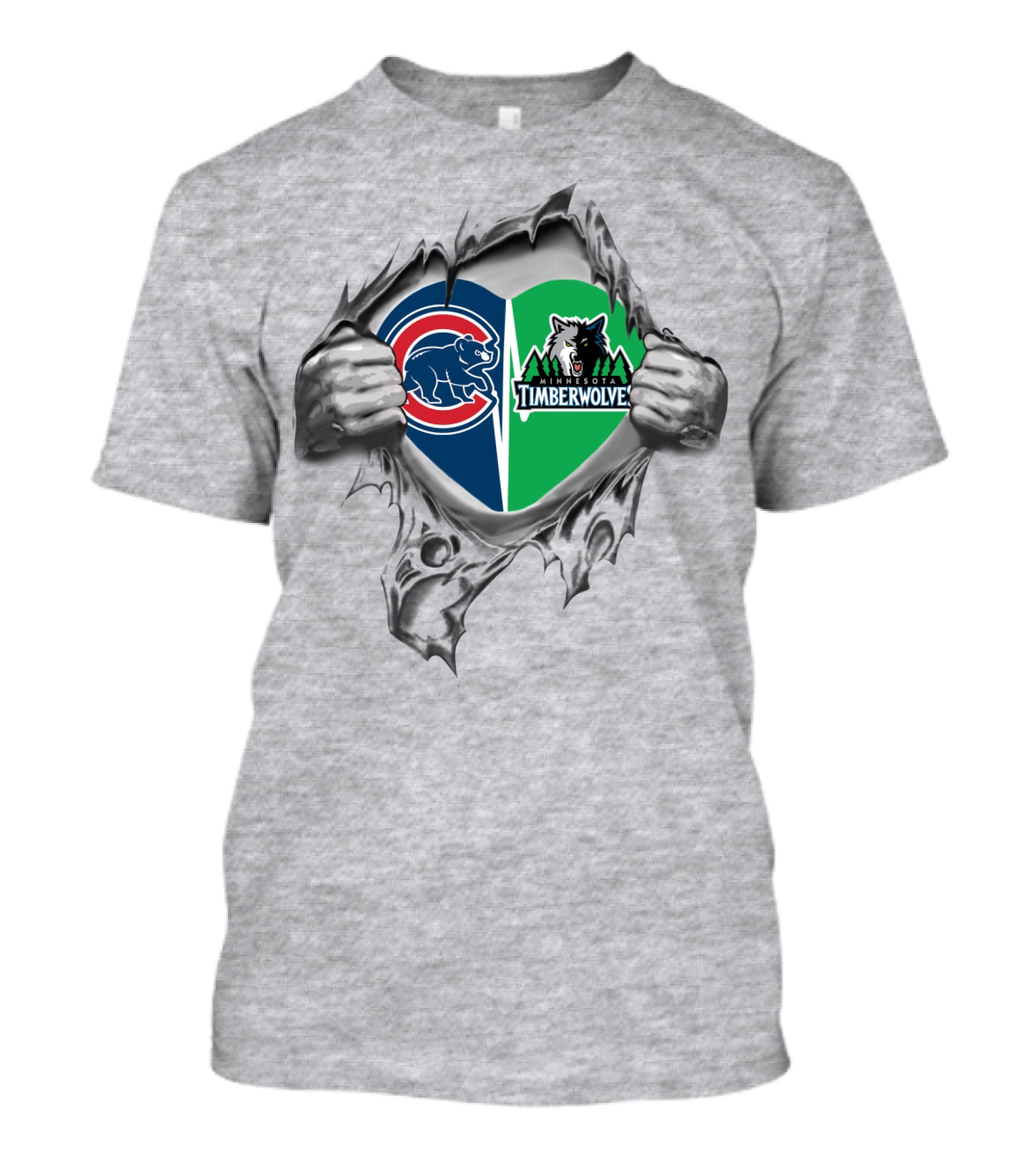 Cubs Timberwolves Logo Torn Heart T-Shirt
