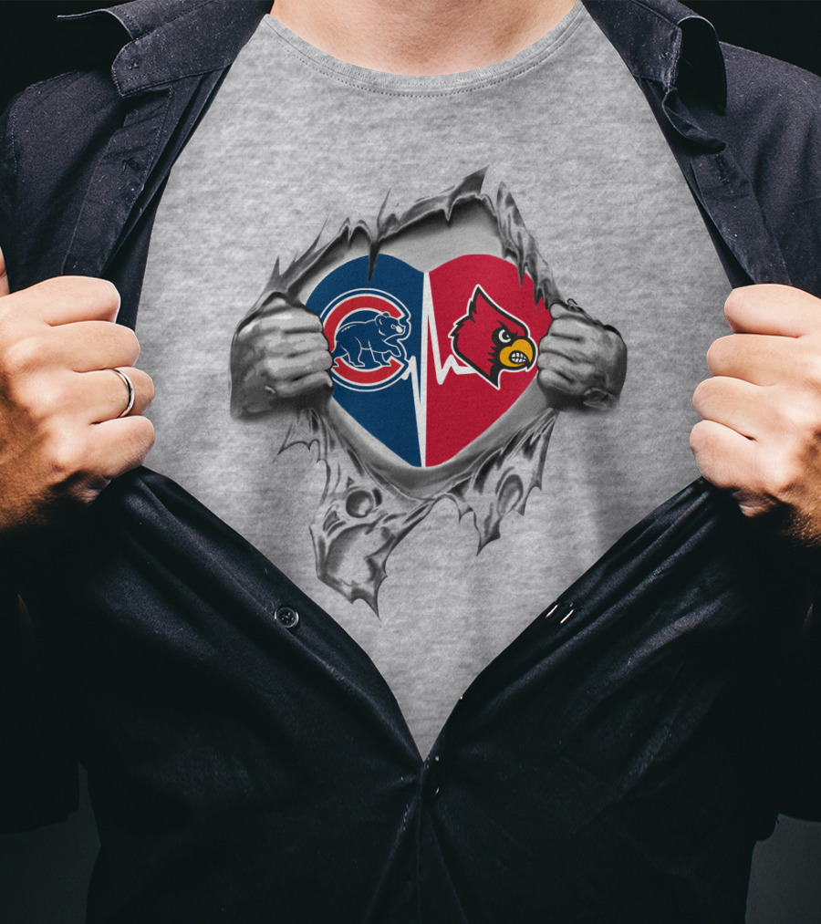 Cubs Louisville Cardinals Heartbeat In My Chest T-Shirt