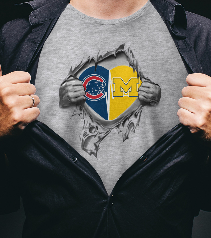 Cubs Michigan Heart Hands Ripping T-Shirt