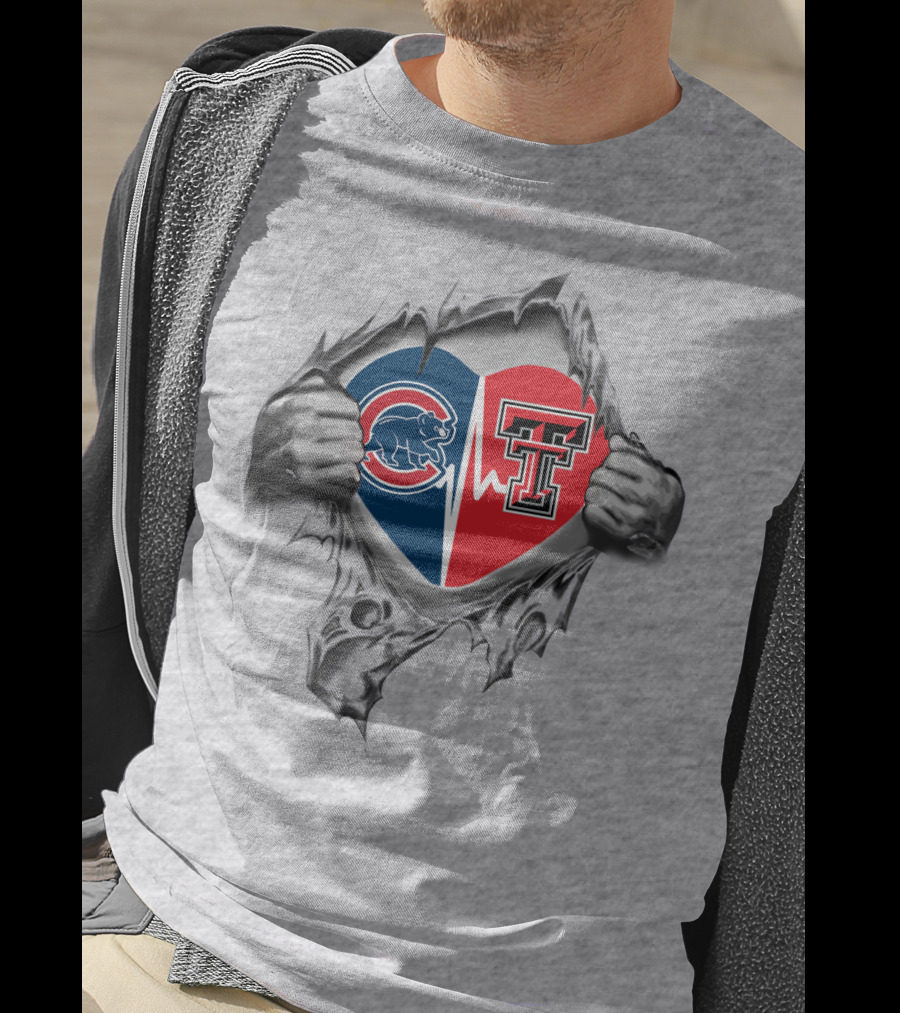 Cubs Texas Tech Heart Torn Chest T-Shirt