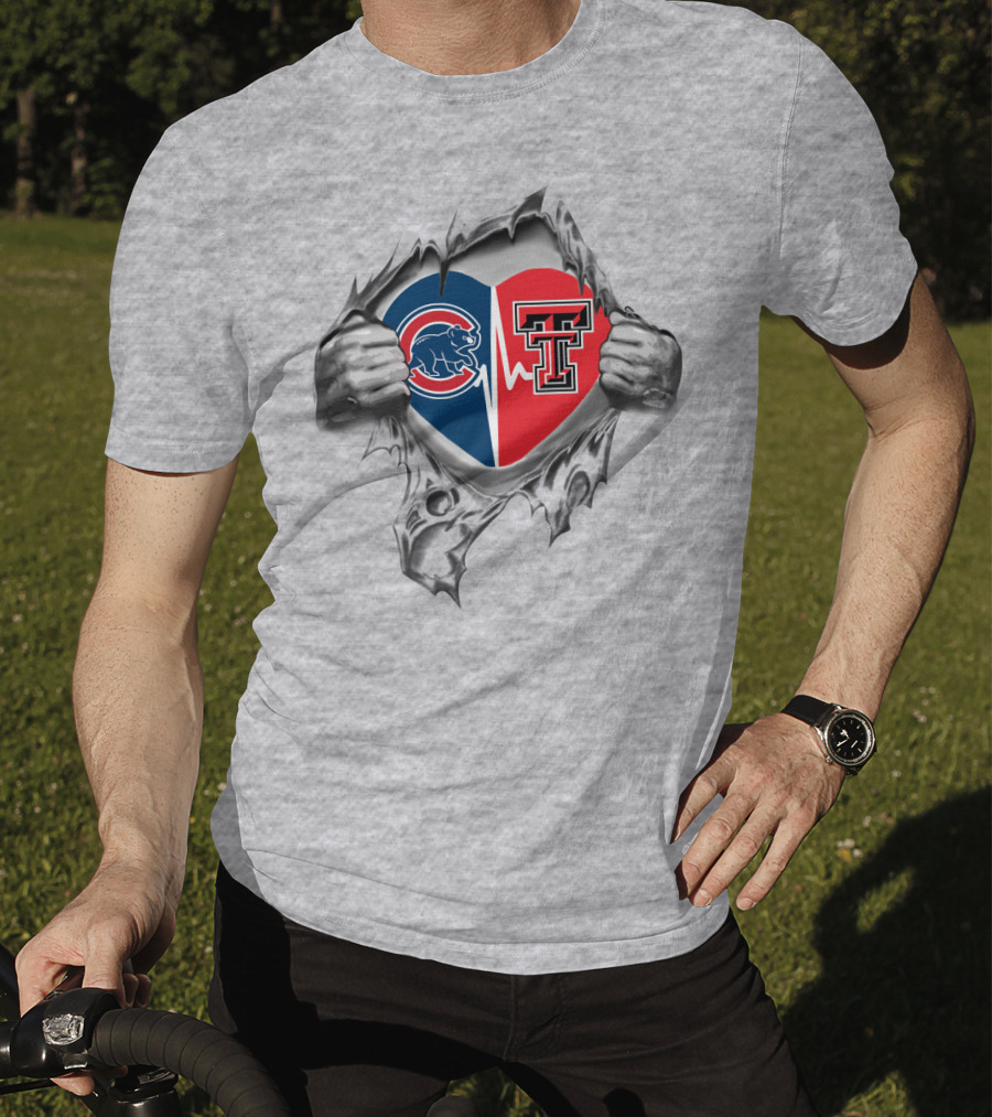 Cubs Texas Tech Heart Torn Chest T-Shirt