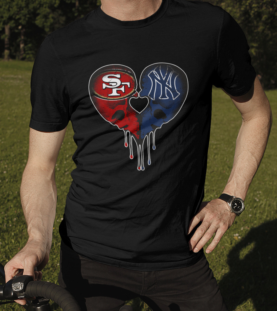 49Ers Yankees Skull Heart T-Shirt