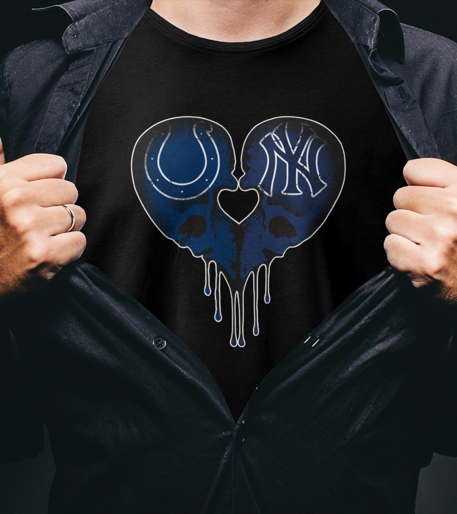 Colts Yankees Skull Heart Fusion T-Shirt