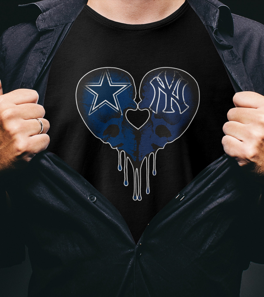 Cowboys Yankees Skull Heart Symbolism T-Shirt