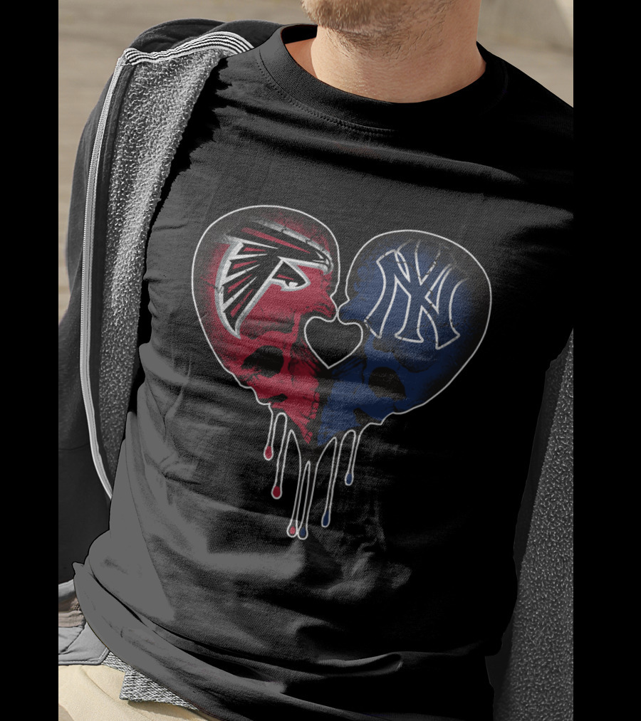 Falcons Yankees Skull Heart Fusion T-Shirt