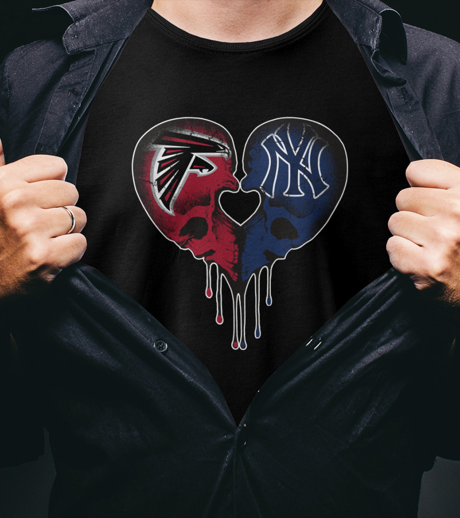 Falcons Yankees Skull Heart Fusion T-Shirt