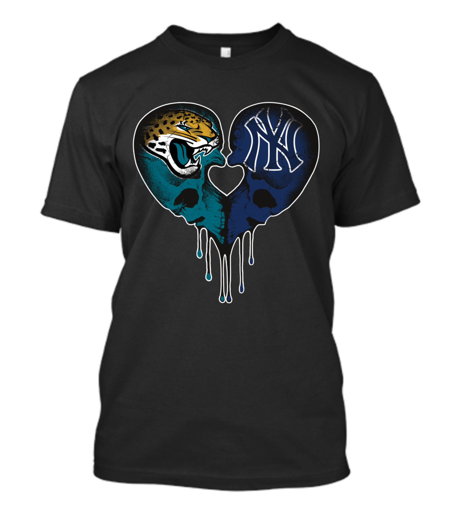 Jaguars Yankees Skull Heart Fusion T-Shirt