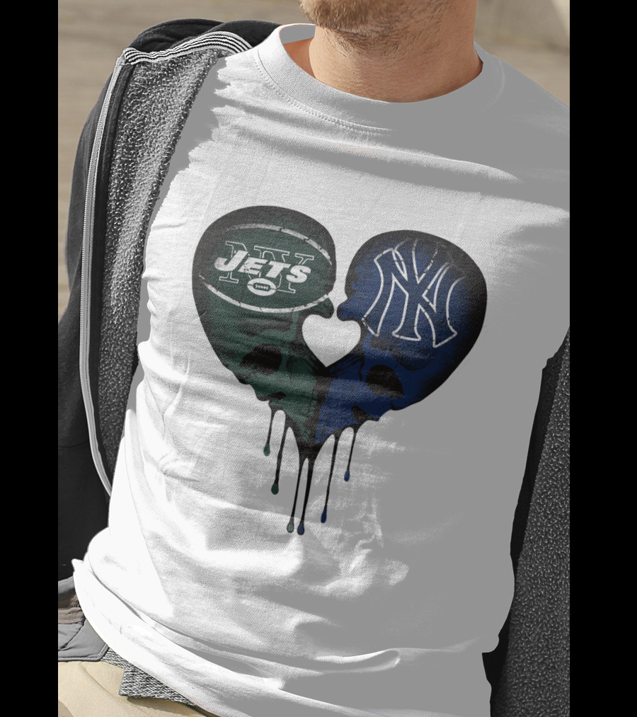 Jets Yankees Skull Heart Logo Fusion T-Shirt