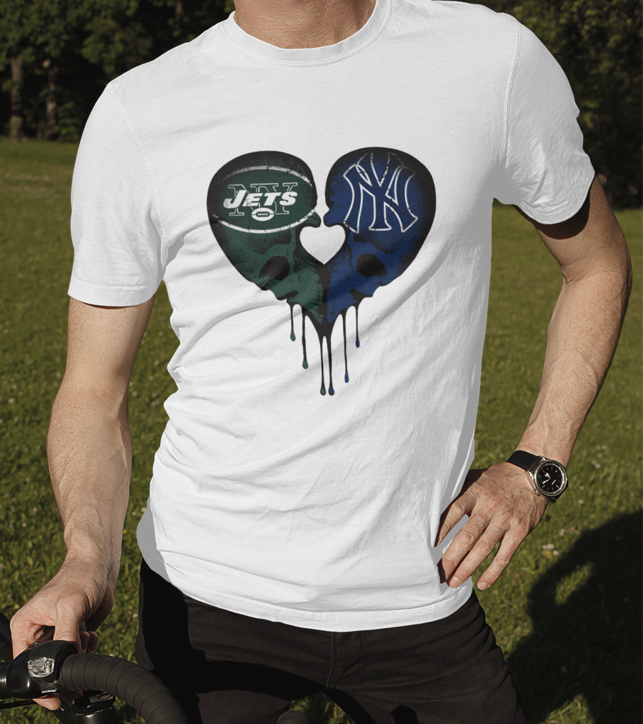 Jets Yankees Skull Heart Logo Fusion T-Shirt