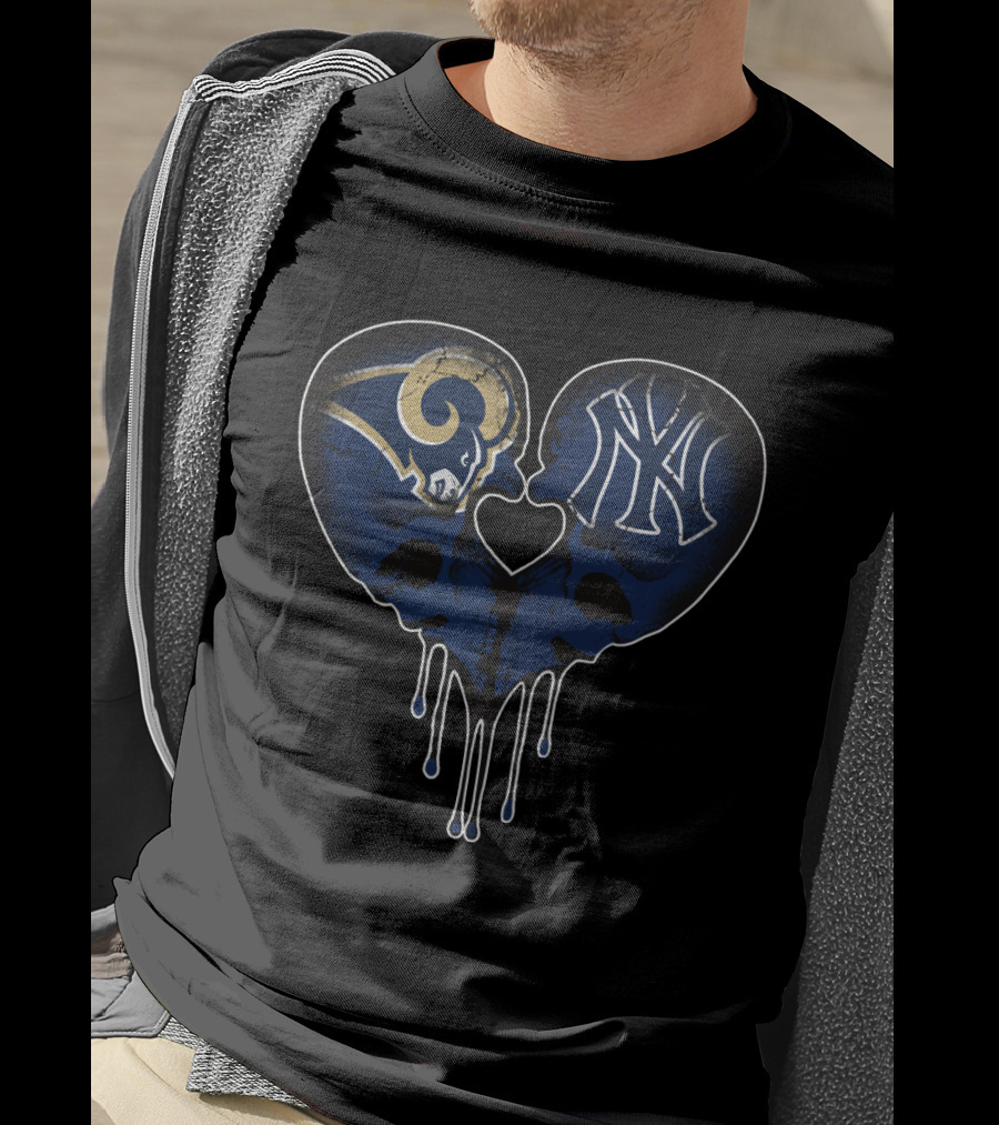 Rams Yankees Skull Heartlogos T-Shirt