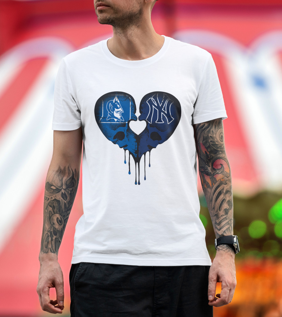 Duke Yankees Skull Heart Dripping Blue T-Shirt