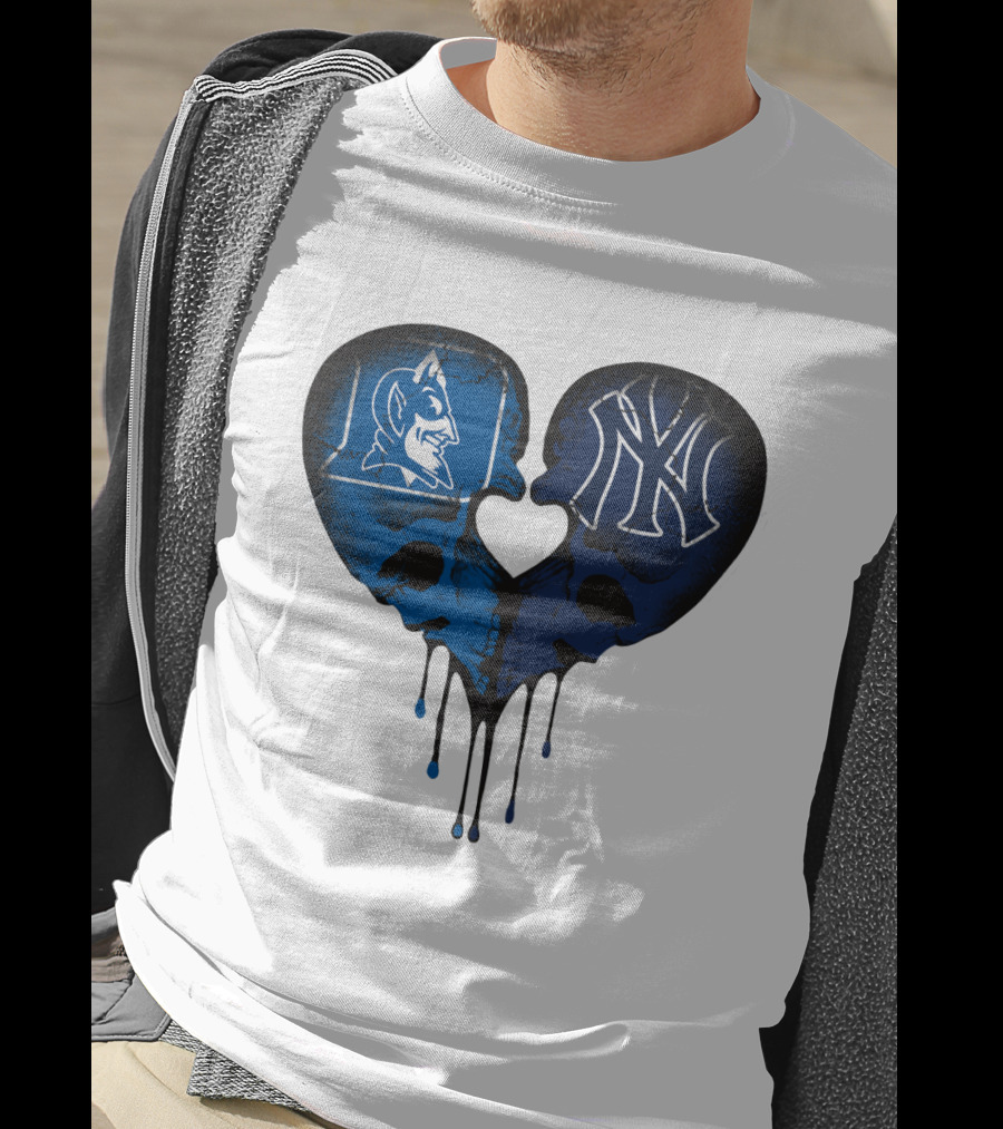 Duke Yankees Skull Heart Dripping Blue T-Shirt
