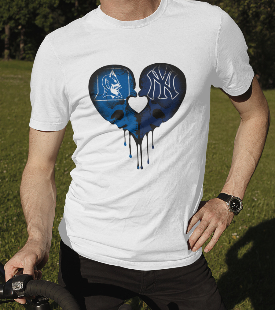 Duke Yankees Skull Heart Dripping Blue T-Shirt