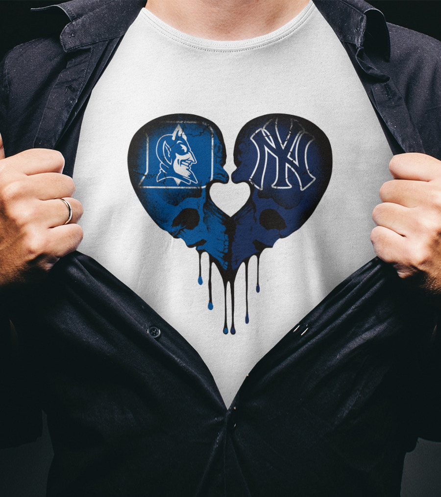 Duke Yankees Skull Heart Dripping Blue T-Shirt