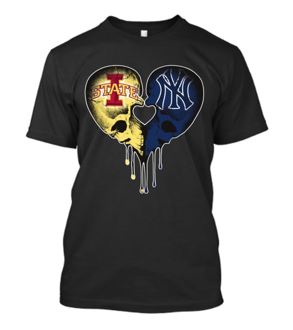 Yankees Iowa State Split Skull Heart Love T-Shirt