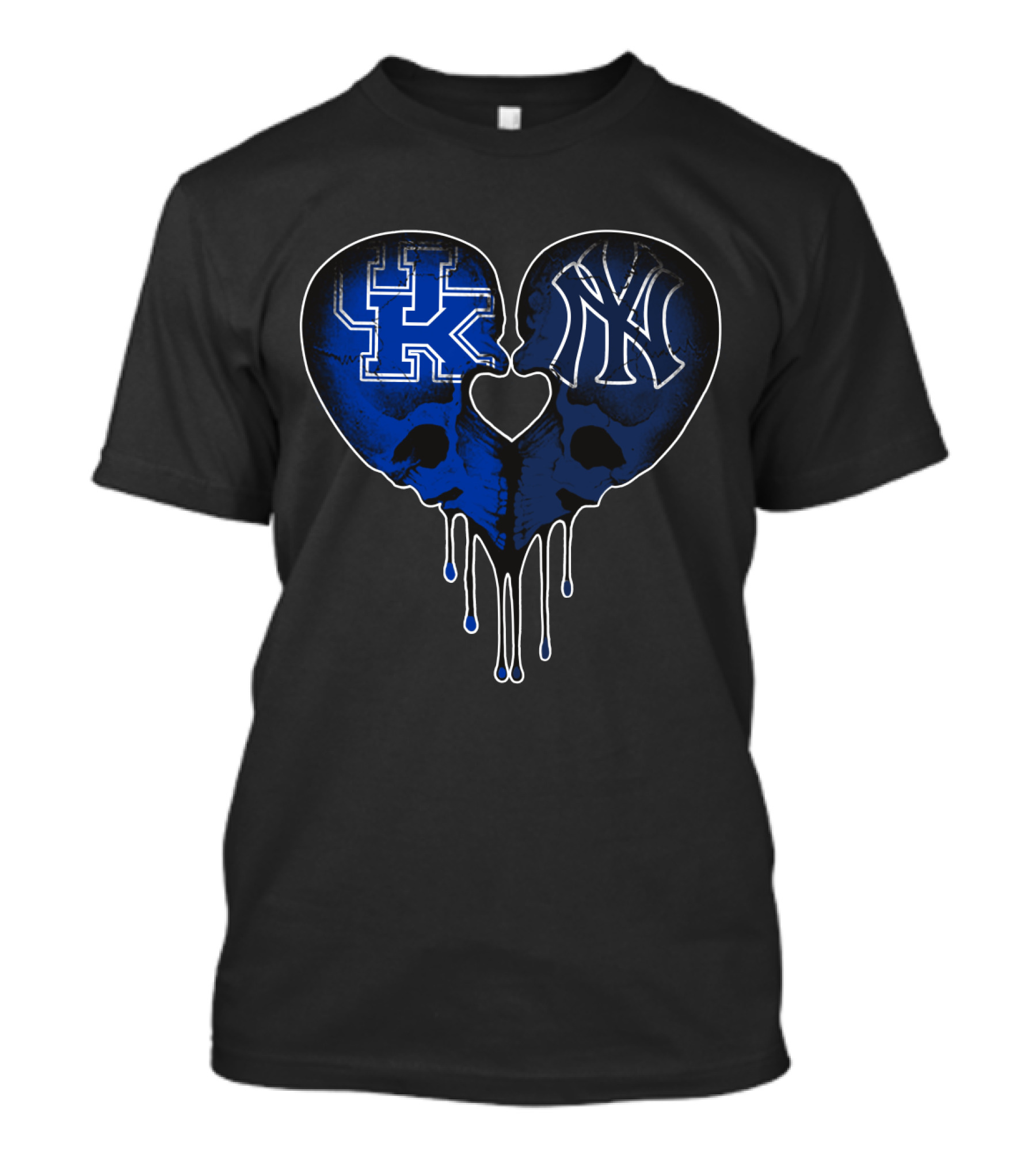 Kentucky Wildcats Yankees Skull Heart Fusion T-Shirt