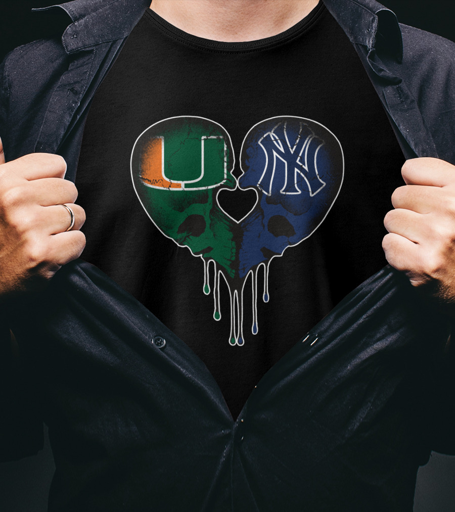 Yankees Hurricanes Love Skull Heart T-Shirt