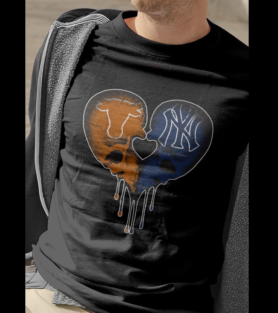 Longhorn Yankees Skull Heart Love T-Shirt