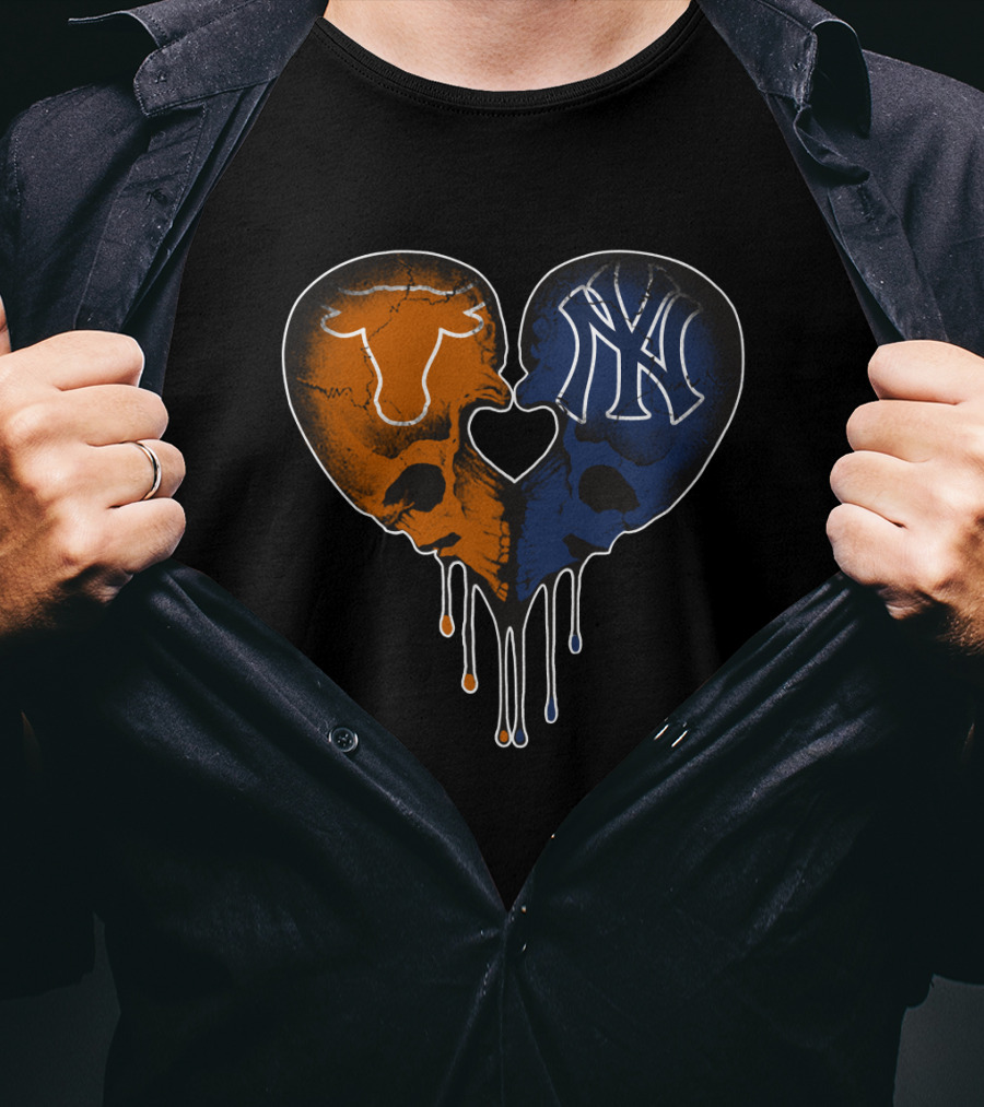 Longhorn Yankees Skull Heart Love T-Shirt