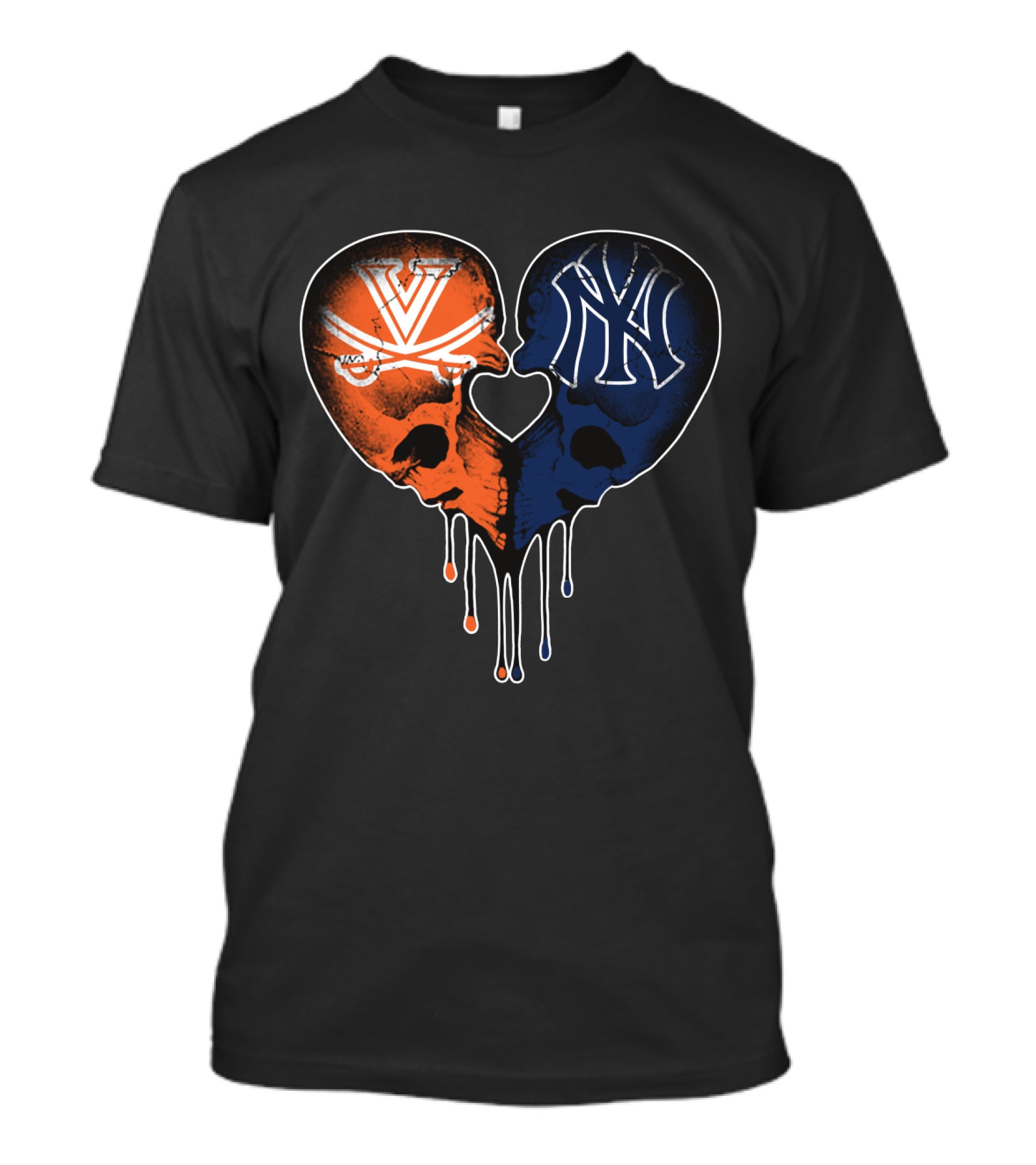Yankees Cavaliers Skull Heart Fusion T-Shirt