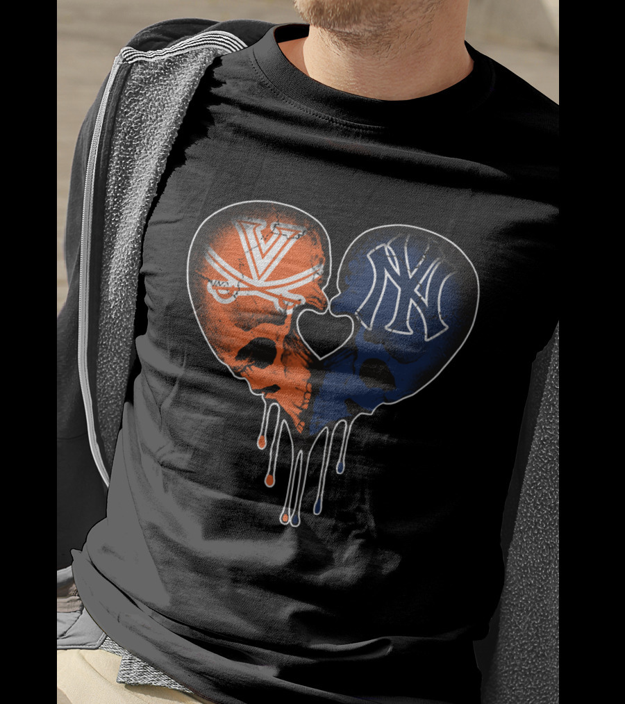Yankees Cavaliers Skull Heart Fusion T-Shirt