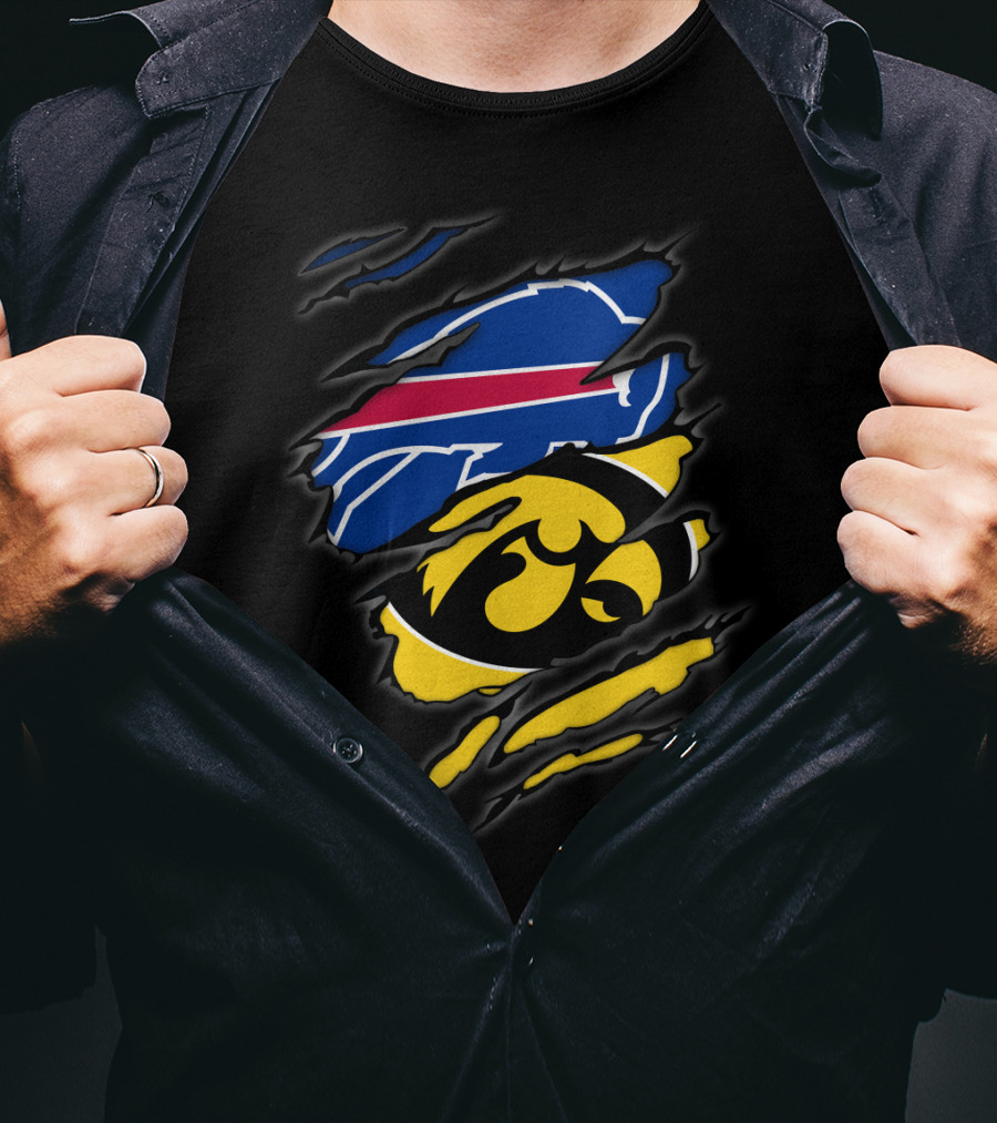 Buffalo Bills And Iowa Hawkeyes Ripped T-Shirt
