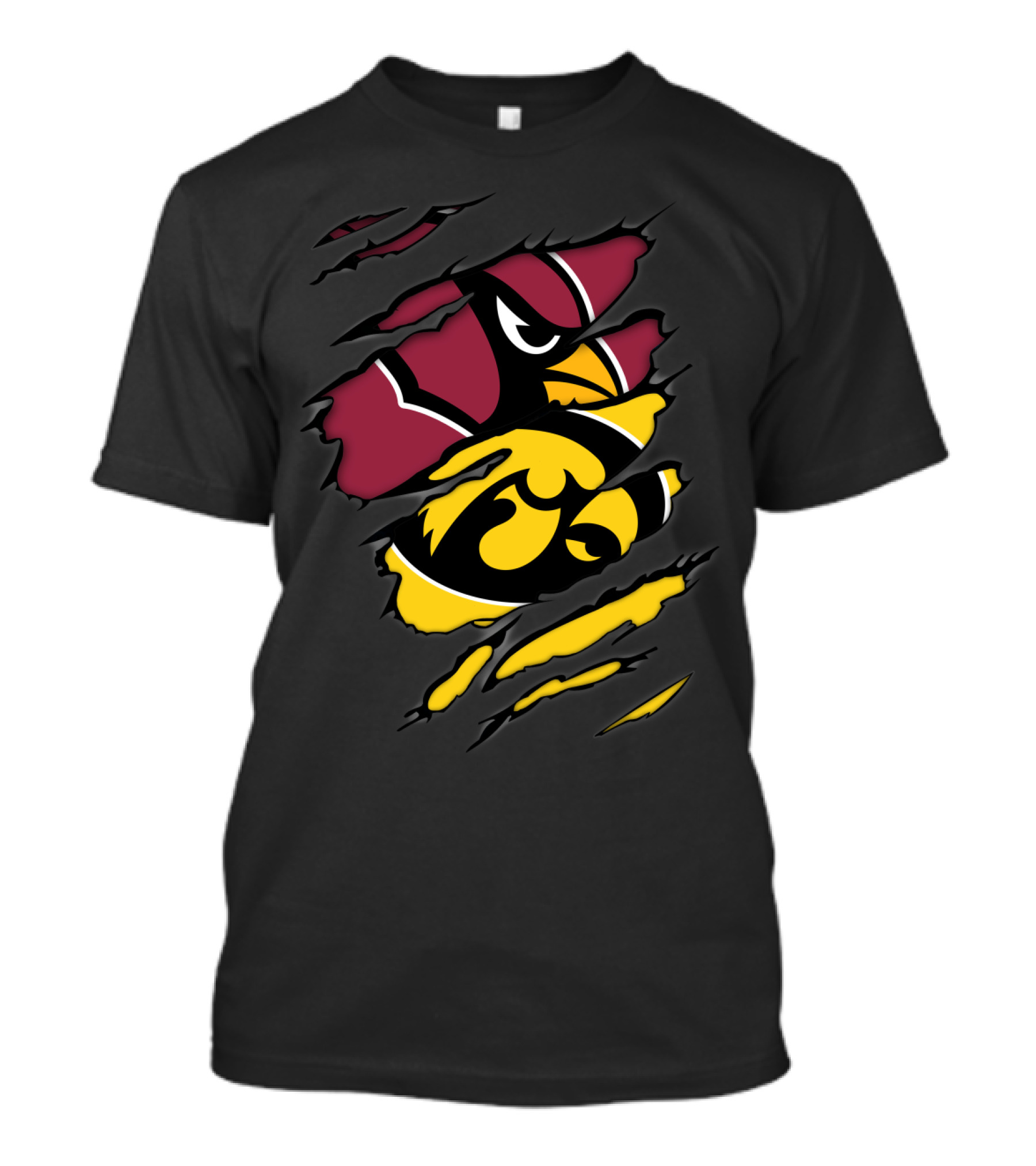 Cardinals Iowa Hawkeyes Iconic Team Logos Collaboration T-Shirt