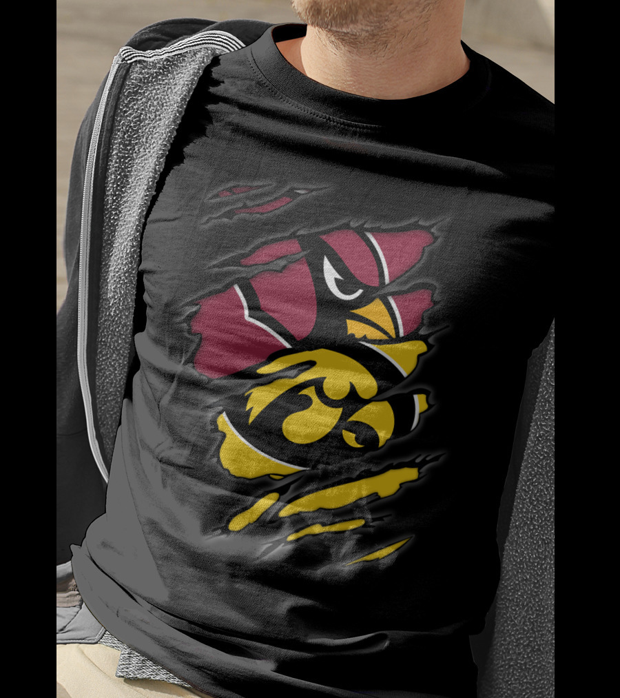 Cardinals Iowa Hawkeyes Iconic Team Logos Collaboration T-Shirt