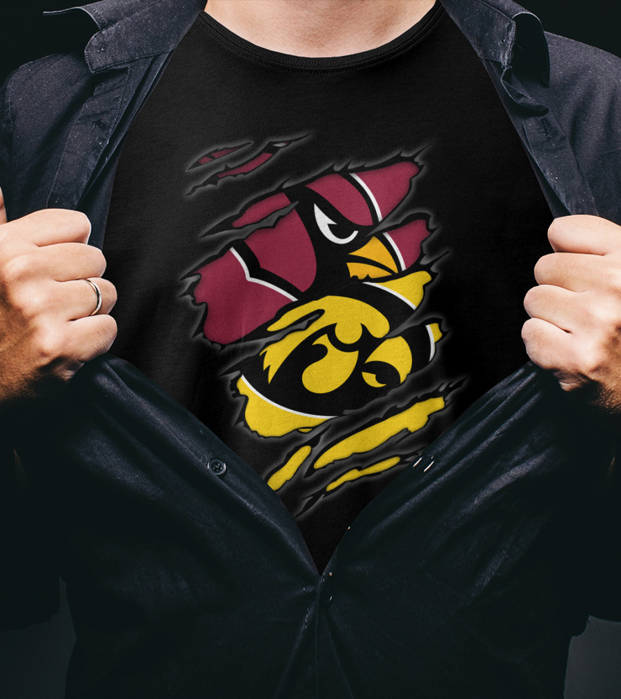 Cardinals Iowa Hawkeyes Iconic Team Logos Collaboration T-Shirt