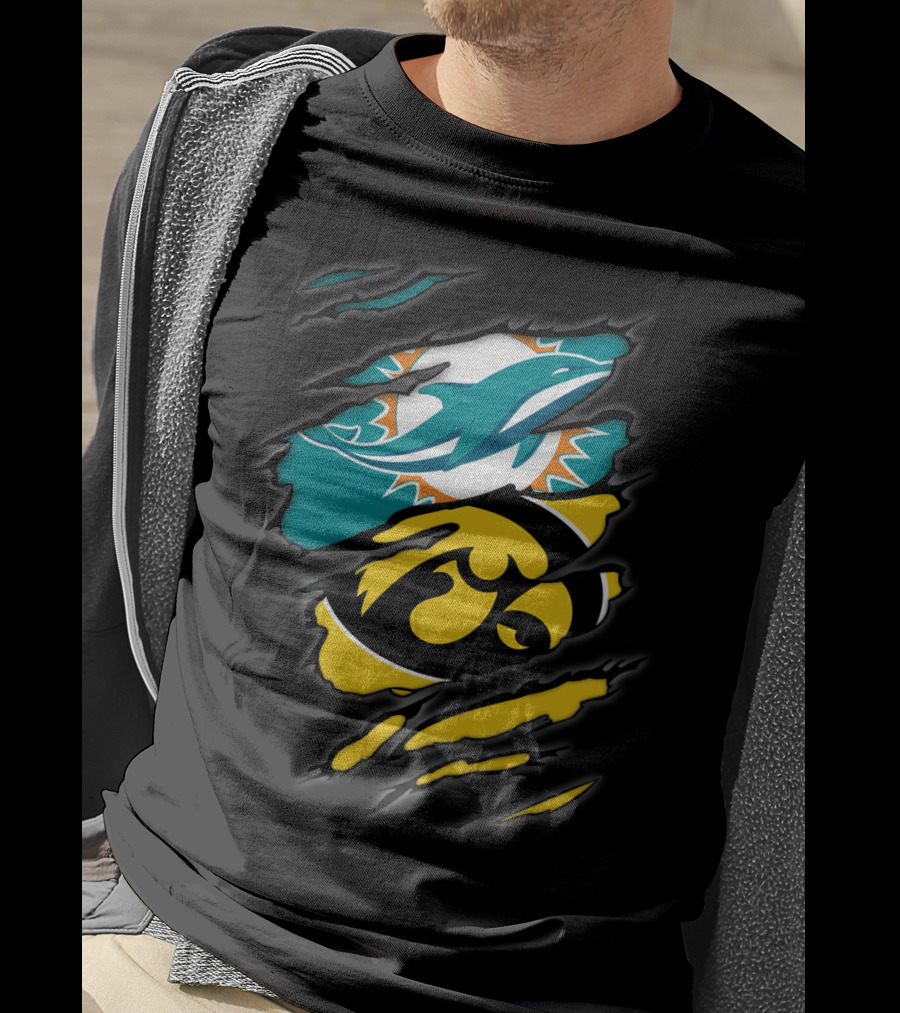 Miami Dolphins Iowa Hawkeyes Torn Claw T-Shirt