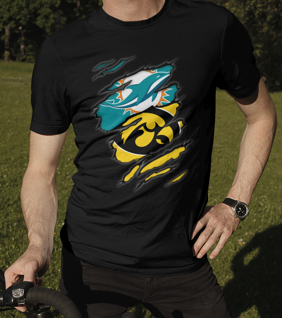 Miami Dolphins Iowa Hawkeyes Torn Claw T-Shirt