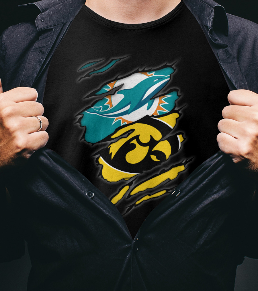 Miami Dolphins Iowa Hawkeyes Torn Claw T-Shirt