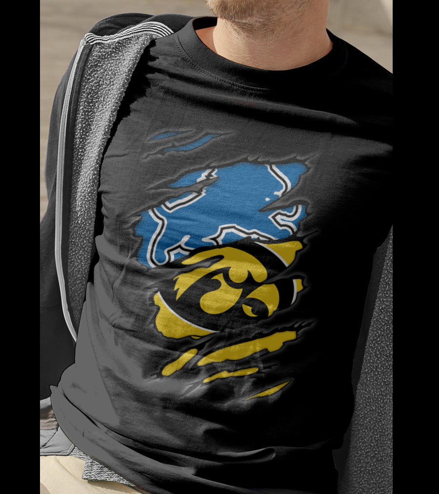 Lions Iowa Hawkeyes Tear Effect Sports Rivalry T-Shirt