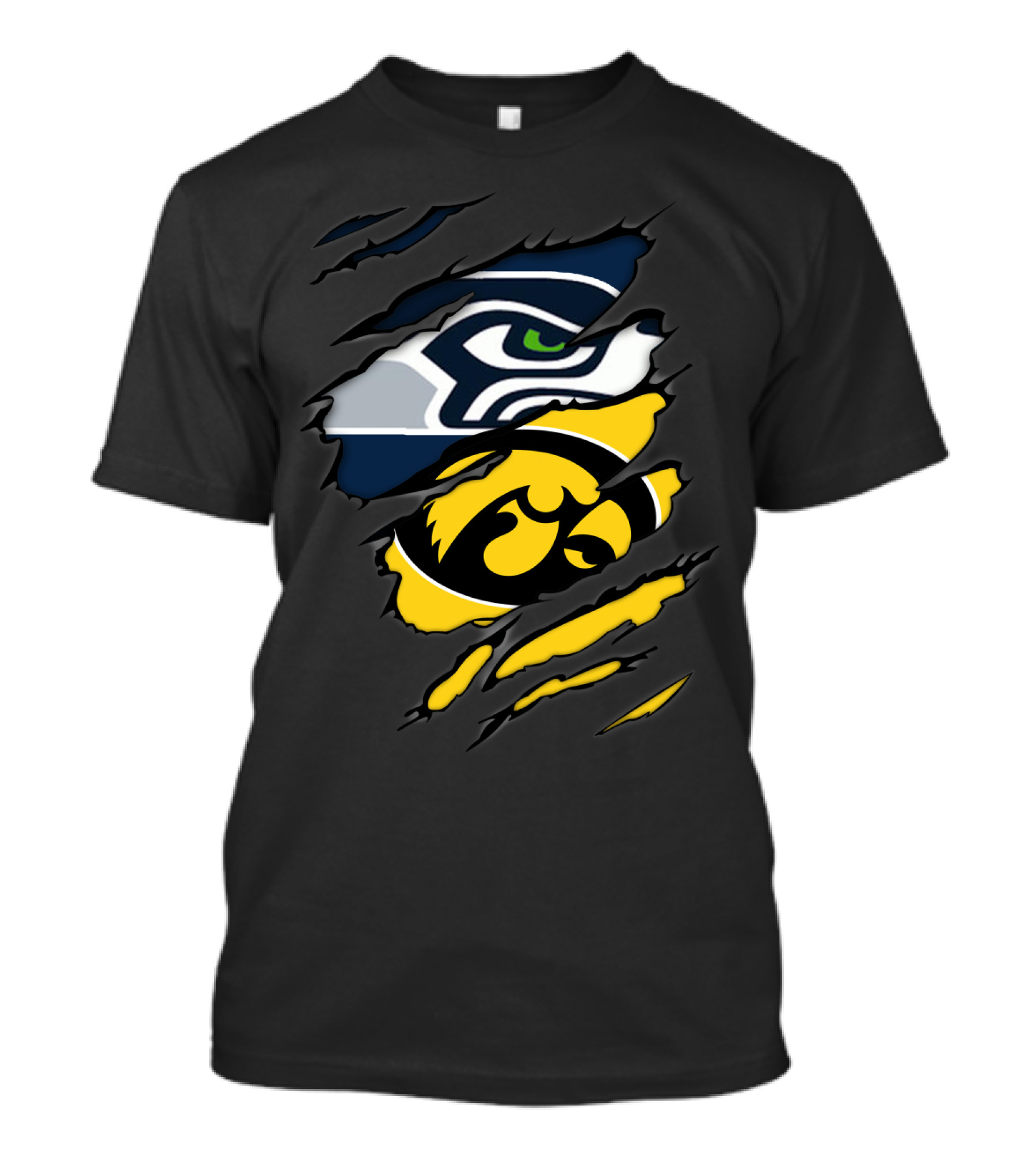 Seahawks Iowa Hawkeyes Logos Fusion T-Shirt