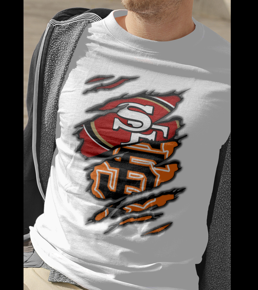 49Ers SF Giants Logos Rip T-Shirt