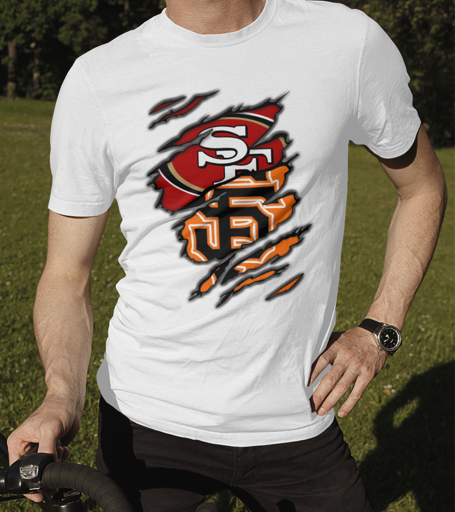 49Ers SF Giants Logos Rip T-Shirt