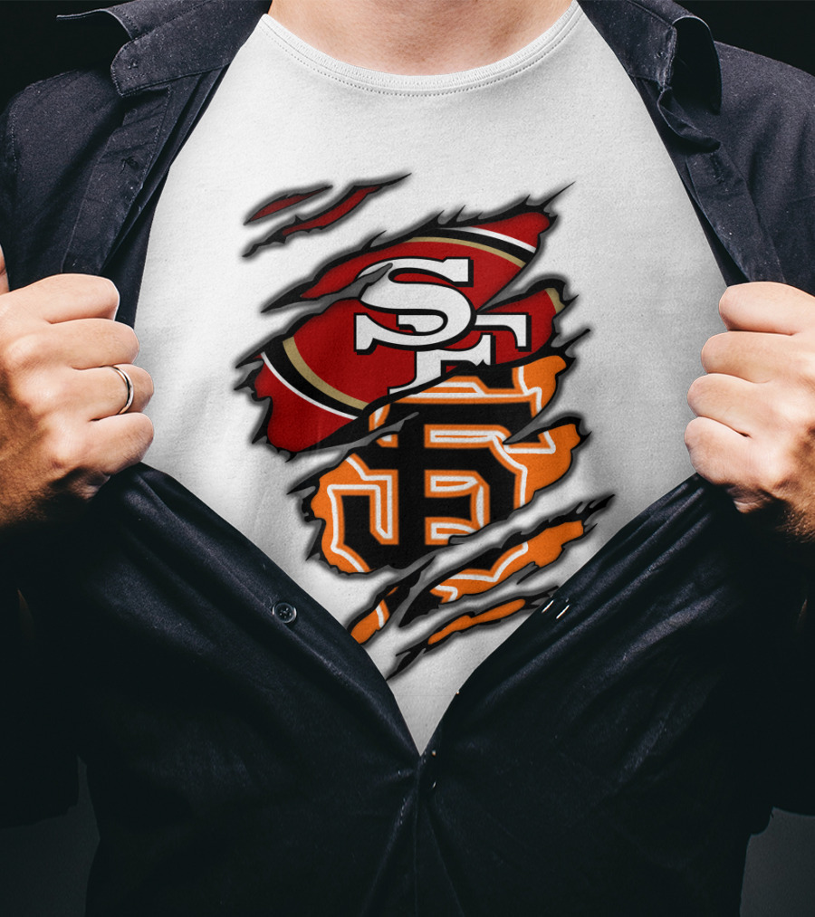 49Ers SF Giants Logos Rip T-Shirt