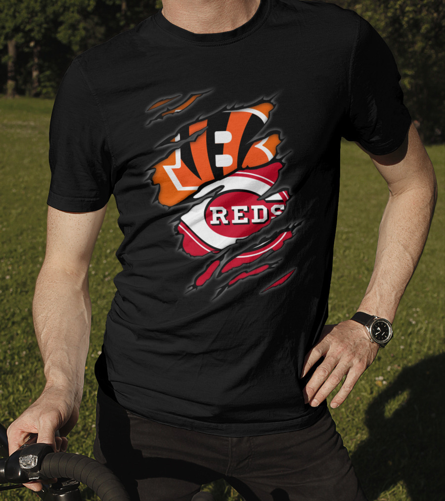 Bengals Reds Logo Ripped Claw T-Shirt
