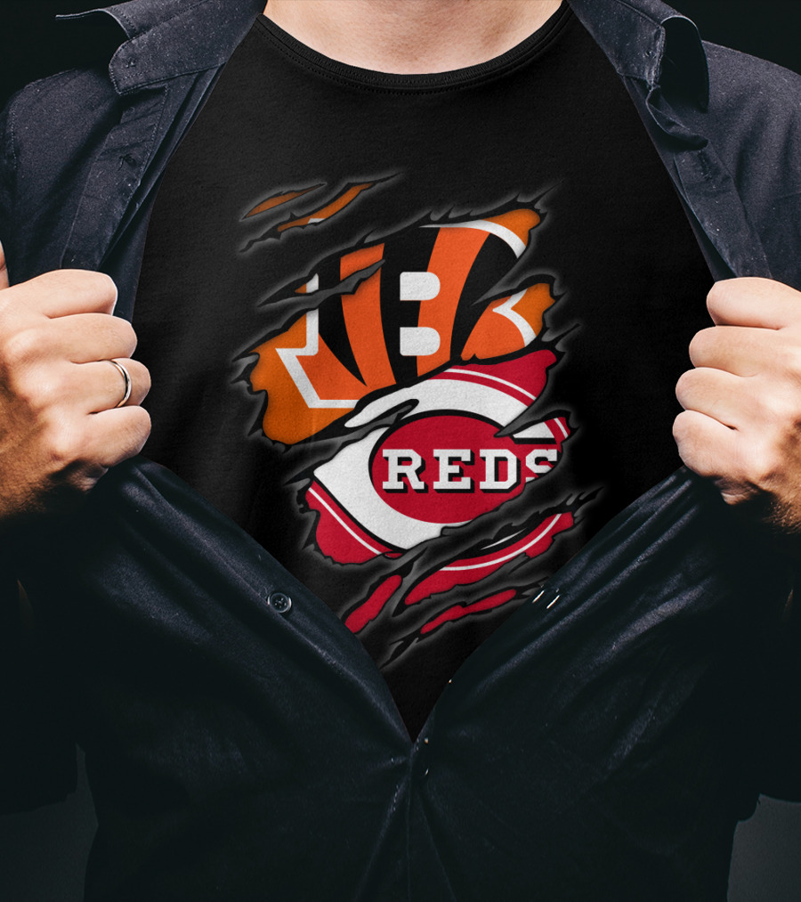 Bengals Reds Logo Ripped Claw T-Shirt