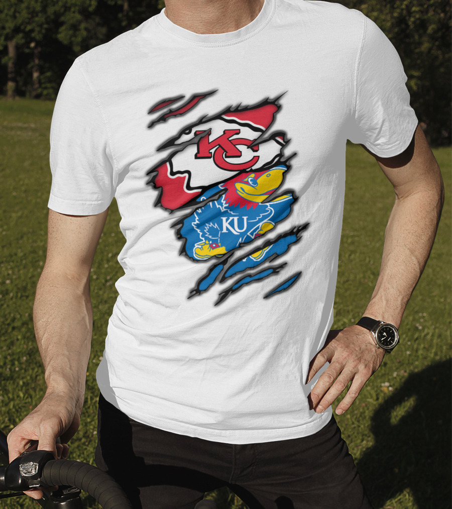Kansas City Chiefs KU Jayhawks Logo Mashup T-Shirt